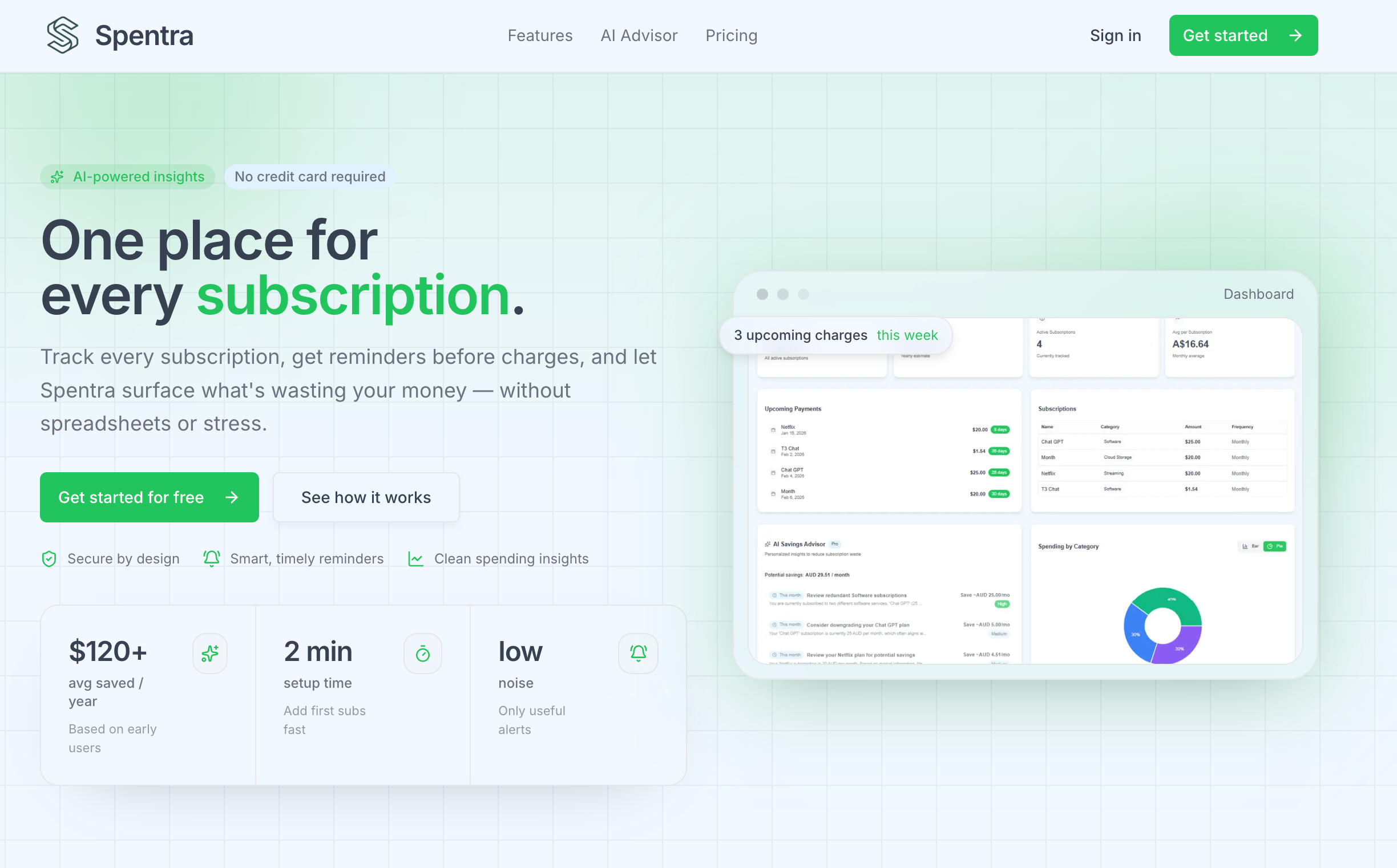 Spentra subscription manager dashboard