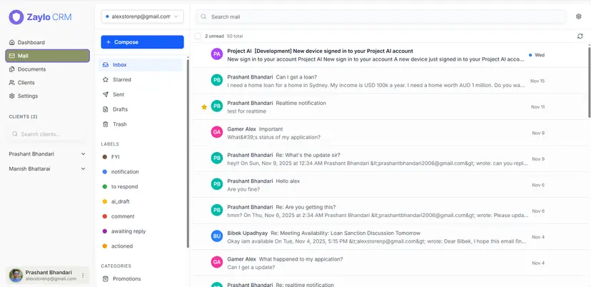 Zaylo AI CRM pipeline view
